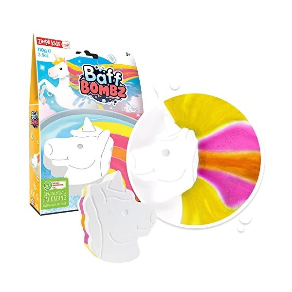 Grande bombe de bain licorne de Zimpli Kids, crée magiquement un effet spécial multicolore, cadeau danniversaire licorne pou