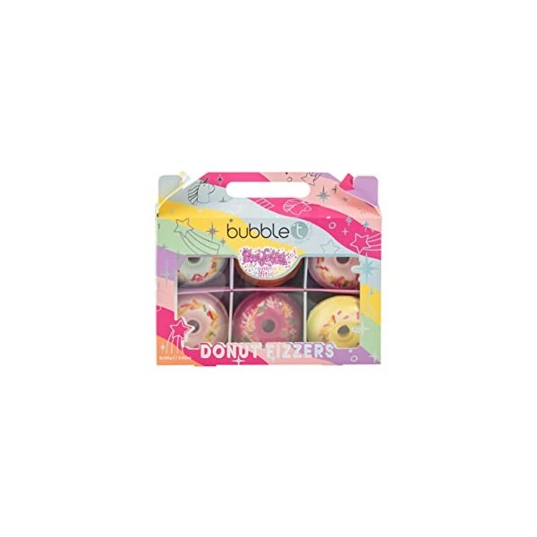Bubble T Cosmetics, Rainbow Edition, Donut Fizzers Set, 6 x 58g, Festive Gift Collection