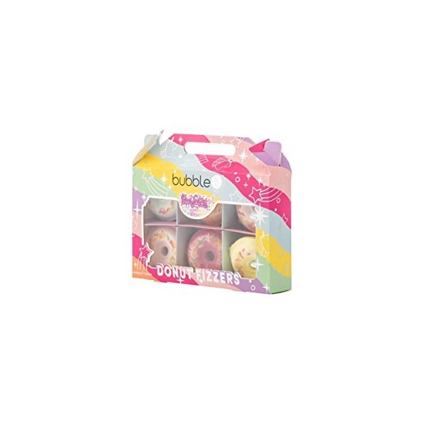 Bubble T Cosmetics, Rainbow Edition, Donut Fizzers Set, 6 x 58g, Festive Gift Collection