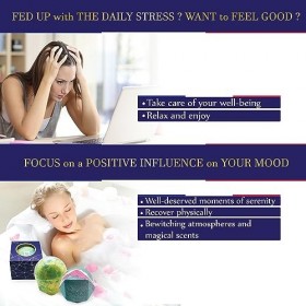 SèTal 4 x Boule de Bain XXXXL BIO à lHuile Essentielle - Cadeau Saint Valentin Femme - Coffret Cadeau Femme Vegan - Idée Cad