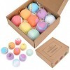 Bombes de Bain Coffret Cadeau Boule de Bain Parfumée 9pcs, Bombes de Bain aux Huiles Essentielles Bio Vegan pour Spa à la Mai