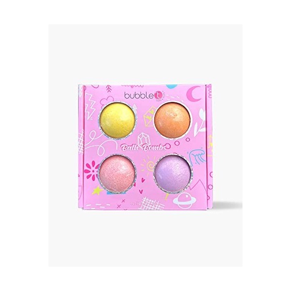 Bubble T Cosmetics, Mixed Bath Fizzer Set, 4 x 150g, Festive Gift Collection