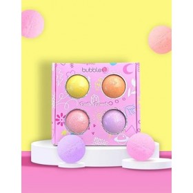 Bubble T Cosmetics, Mixed Bath Fizzer Set, 4 x 150g, Festive Gift Collection