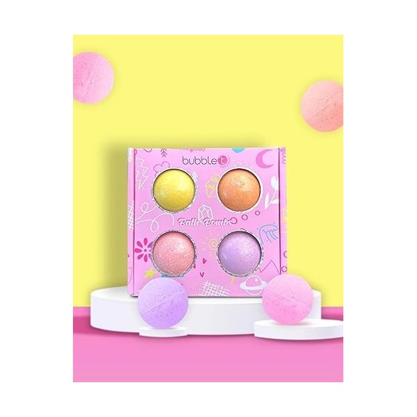 Bubble T Cosmetics, Mixed Bath Fizzer Set, 4 x 150g, Festive Gift Collection