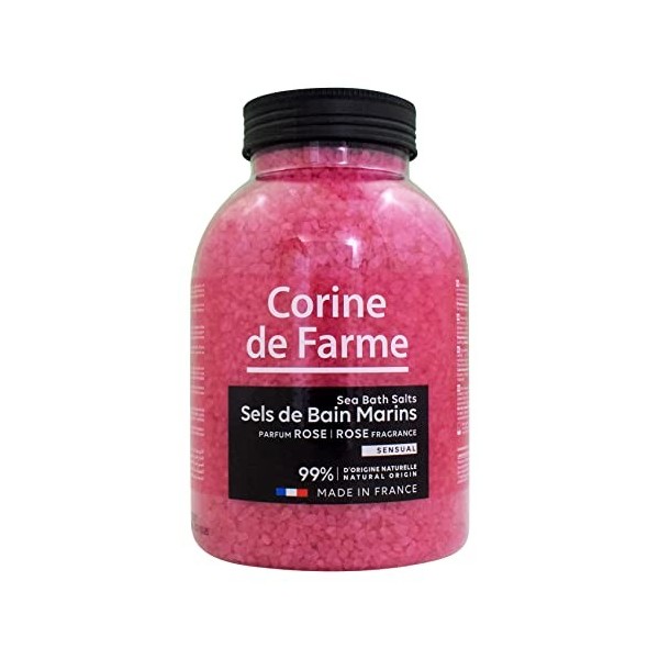 Corine de Farme Sels de Bain Marins Sensual Rose - Sels Parfumés à la Rose pour le Bain ou le Spa - Formule 99% naturelle, Ad