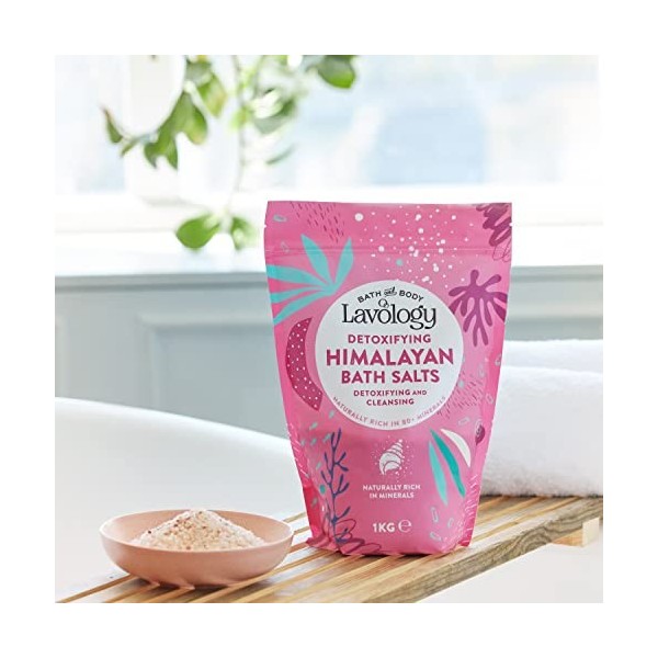 Lavology Sel de bain de lHimalaya - Tous les ingrédients naturels - Détoxifier, nettoyer, purifier - 1kg