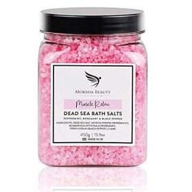 Sels de Bain de la Mer Morte aux Huiles Essentielles de Menthe poivrée Romarin Poivre Noir Made In U.K [450g] Sels de Mer 100