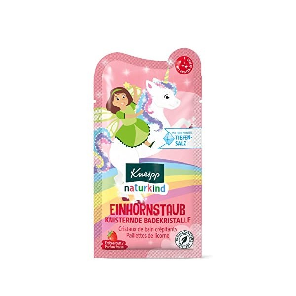 Kneipp Naturkind Cristaux de bain crépitants de la poussière de licorne – Bain denfant avec sel profond unique de la Saline 