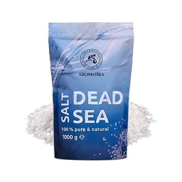 Sel de Mer Morte 1000g zipper - 100% Pur et Naturel 1Kg - Idéal pour Bien Dormir - Soulagement du Stress - Bain - Beauté - 