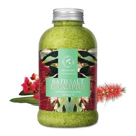 Sel de Bain Eucalyptus 600g - Sel Marin avec Huile Essentielle Eucalyptus - Meilleur pour un Bon Sommeil - Soulagement du Str
