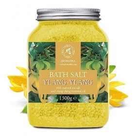 Sel de Bain Ylang Ylang 1300g - Sel de Mer avec Huile Ylang-Ylang Essentielle - Meilleur pour un Bon Sommeil - Soulagement du