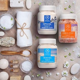 Set de Sel de Bain - Sel Epsom - Sel de Bain Minéral de Mer Morte - Sel de lHimalaya - Sulfate de Magnésium - Sel Minéral - 