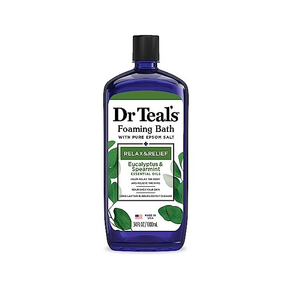 Dr Bleu sarcelle pur du Sel dEpsom de bain moussant de vous détendre et de détente à leucalyptus et menthe verte, 1 litre