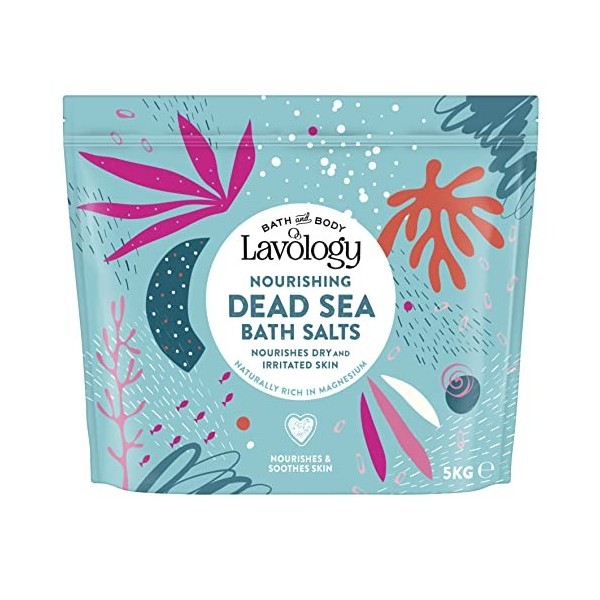 Lavology Sel de bain de la Mer Morte - 5kg - Tous les ingrédients naturels - Nourrit les peaux sèches et irritées