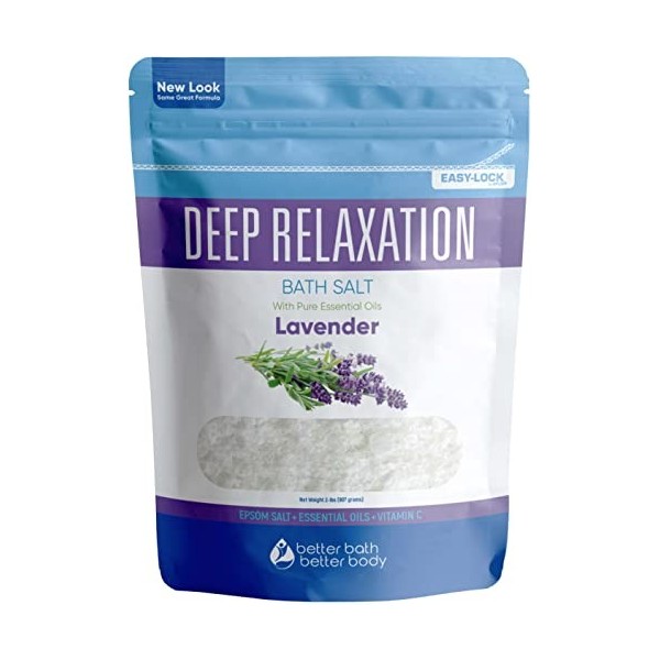 Deep Relaxation Bath Salt 1kg Epsom Salt With Lavender Essential Oil & Vitamin C Crystals All Natural No Perfumes, No Dye