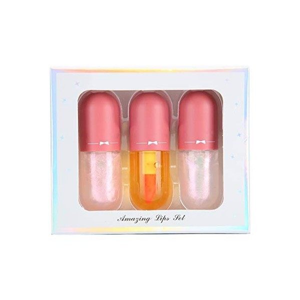 3pcs Brillants à Lèvres Transparents, Base de Brillant à Lèvres Hydratante à Lhuile Charnue pour les Lèvres Sexy pour le Maq