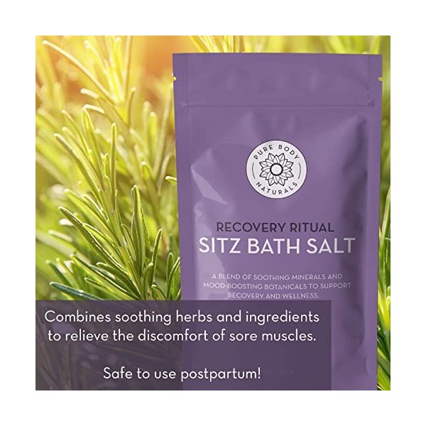 Sitz Bath Salt – Postpartum Care and Hemorrhoid Treatment – Natural Sitz Bath Soak with Epsom Salt, Dead Sea Salt, Essential 