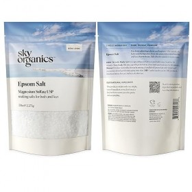 Sky Organics Sel dEpsom 5 lb - Sulfate de magnésium pur à 100% USP Grade Kosher Non-GMO Bath and Foot Soak Apaisant Body S