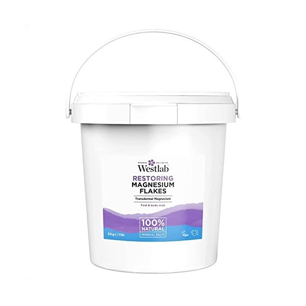 Westlab - Restauration des flocons de magnésium – Pot refermable de 5 kg – Sels minéraux 100% naturels, purs et non parfumés 