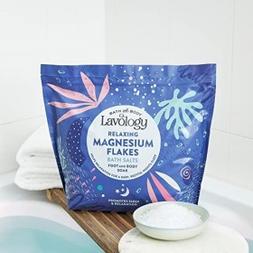 Lavology Flocons de magnésium - Tous les ingrédients naturels - Sels de bain apaisants et relaxants - 4kg