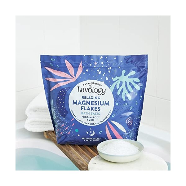 Lavology Flocons de magnésium - Tous les ingrédients naturels - Sels de bain apaisants et relaxants - 4kg
