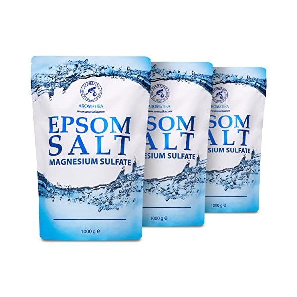 Sale de Bagno 3000g - Sale di Epsom 3kg - 100% Sale Epsom Naturale - Fonte Concentrata di Magnesio - Lenitivo e Allevia i Mus