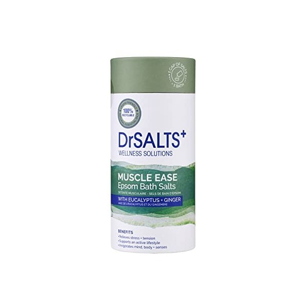 DrSALTS+ Muscle Therapy Epsom Salts Invigorating Epsom Bath Salts for Muscle Recovery with Eucalyptus, Ginger and Rosemary Es