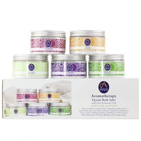 Absolute Aromas Coffret Cadeau de Sels de Epsom - 5 x 300 g de Sels de Bain De-Stress, Detox, Lavender, Mobility et Relaxatio