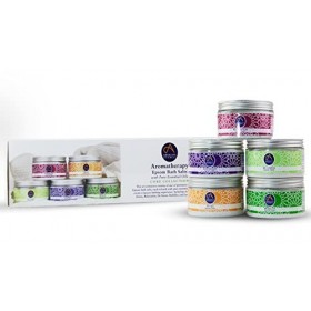 Absolute Aromas Coffret Cadeau de Sels de Epsom - 5 x 300 g de Sels de Bain De-Stress, Detox, Lavender, Mobility et Relaxatio
