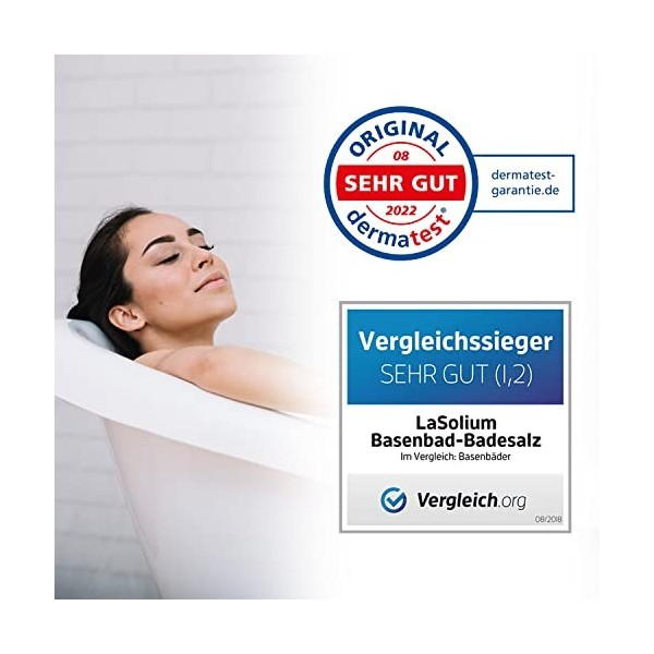 LaSolium Bain basique, sel de bain alcaline pour la désacidification, DERMATEST MENTION TRÈS BIEN, 1200 g…