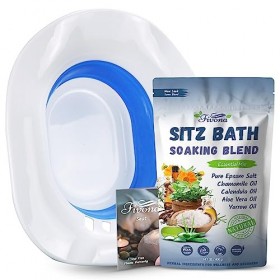 Fivona Sitz Kit de bain 2 en 1 avec sel dEpsom et mélange dhuiles essentielles pour les hémorroïdes et les soins postpartum
