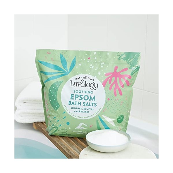 Lavology Sel de bain dEpsom - Tous les ingrédients naturels - Apaisant, Relaxant - 5kg