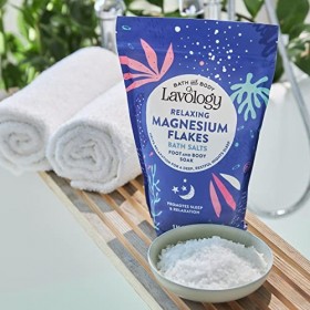 Lavology Flocons de magnésium - Tous les ingrédients naturels - Sels de bain apaisants et relaxants - 1kg