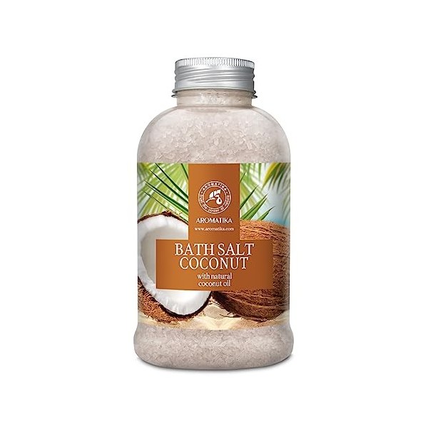 Sels de Bain Coco - 600g - Sels Marins Aromatisés et Huile de Noix de Coco - Sels de Mer Apaisantes et Hydratantes - Bain Rel