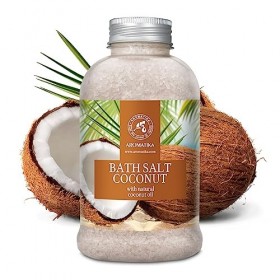 Sels de Bain Coco - 600g - Sels Marins Aromatisés et Huile de Noix de Coco - Sels de Mer Apaisantes et Hydratantes - Bain Rel