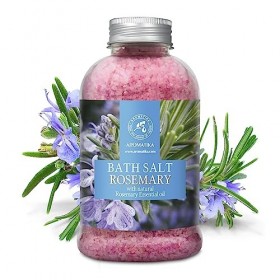 Sel de Bain au Romarin 600g avec Huile Essentielle Romarin Naturel - Sels de Bain pour Soin du Corps - Idéal pour un Bon Somm