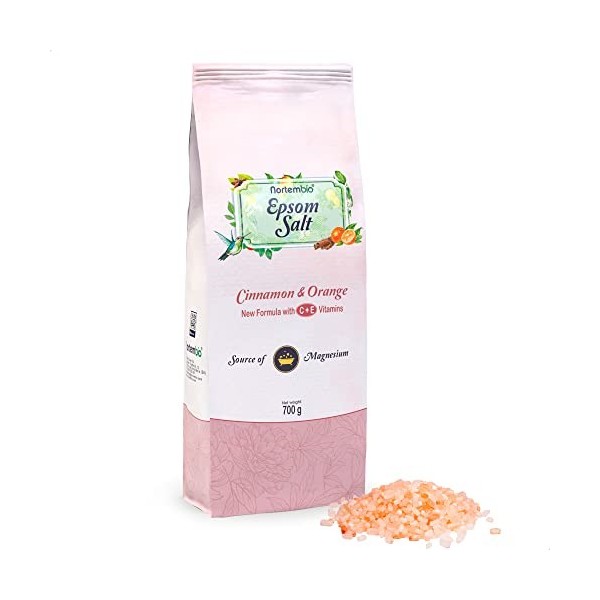 Nortembio Sel dEpsom 700 g. Sel de Bain avec Arôme de Noix de Coco Tropicale. Sulfate de Magnésium Hydraté avec de la Vitami