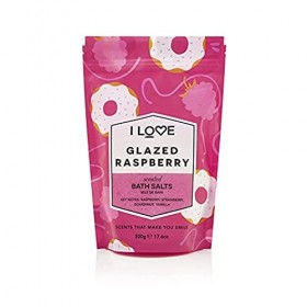 I Love Glazed Raspberry Scented Bath Salts, With 99% Naturally Derived Ingredients Including ACB Bio-Water Bamboo, Lightly Fr
