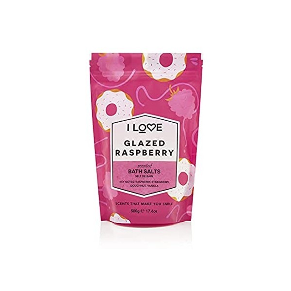 I Love Glazed Raspberry Scented Bath Salts, With 99% Naturally Derived Ingredients Including ACB Bio-Water Bamboo, Lightly Fr