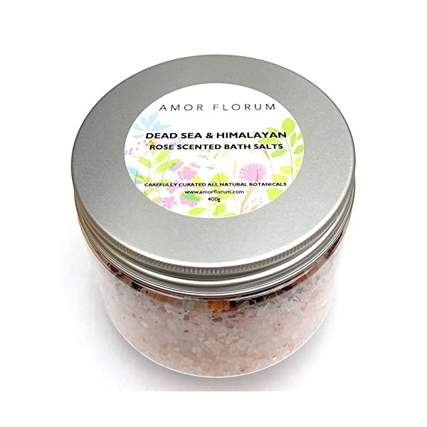 100% Naturel SEL DE LHIMALAYA ET DE LA MER MORTE pour le BAIN - ROSE - 400g - par AMOR FLORUM Sel Rose de lHimalaya, Sel de