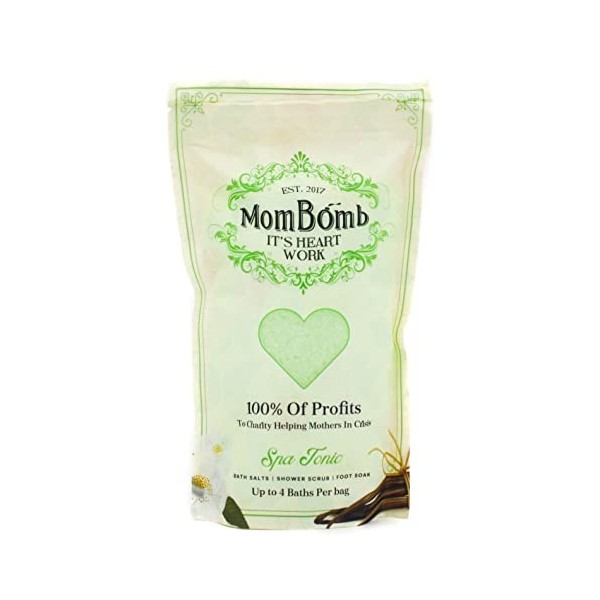 Mom Bomb Spa Tonic, All Natural Bath Salt for Shower Scrub, Bath & Foot Soak, Soothes & Aches Pain, Relax Senses, 100% Vegan 