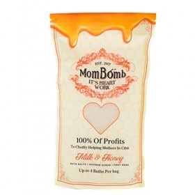 Mom Bomb Milk & Honey Bath Salt, Shower Scrub, Bath & Foot Soak, Soothes Aches & Pains, Relaxes Senses, 100% Vegan & Cruelty 