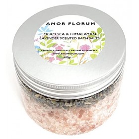 100% Naturel SEL DE LHIMALAYA ET DE LA MER MORTE pour le BAIN - LAVANDE - 400g - par AMOR FLORUM Sel Rose de lHimalaya, Sel
