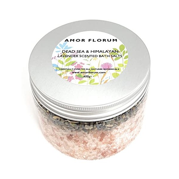 100% Naturel SEL DE LHIMALAYA ET DE LA MER MORTE pour le BAIN - LAVANDE - 400g - par AMOR FLORUM Sel Rose de lHimalaya, Sel