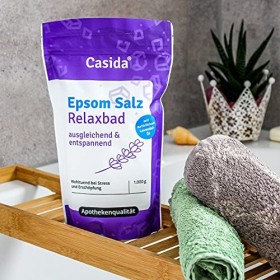 Casida - Bain Relaxant au sel d’Epsom à la Lavande - avec huile de Lavande naturelle - la qualité des pharmacies - 1000g