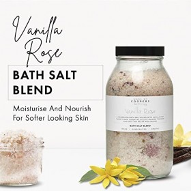 Made By Coopers Mélange de sels de bain nourrissants à la vanille et à la rose avec des huiles essentielles et de lhuile de 