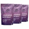 Sel de Bain Lavande 3x1000g - Sel de Mer avec Huile de Lavande Essentielle 100% Naturel - Bon Sommeil - Soulagement du Stress