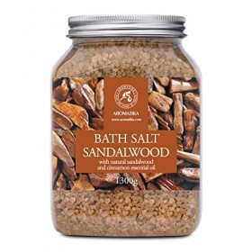 Sels de Bain Sandal 1300g - Sels Marins Aromatisés à Huile Essentielle de Sandal et Cannelle - Sels de Mer Apaisantes et Hydr