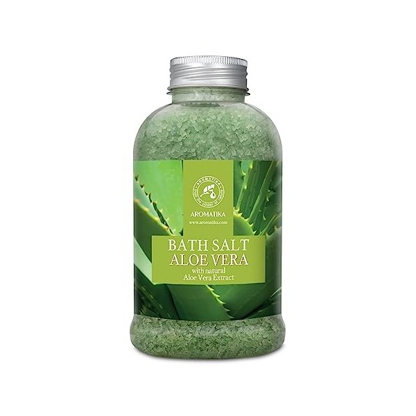 Sel de Bains a Aloe Vera 600g - Sel de mer Naturel à lextrait Pur Aloès - Sels Aloe Vera 600g - Soin du Corps - Bon Sommeil 