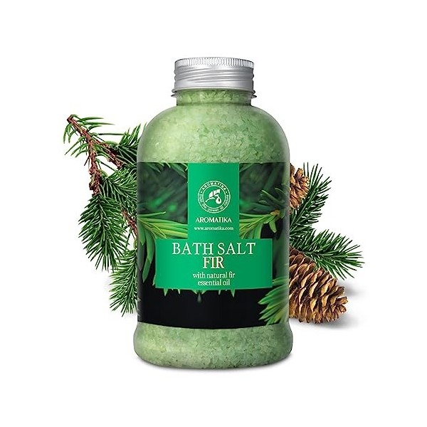 Sels de Bain Epicéa 600g - 100% Naturelle Sel de Mer avec Lhuile Essentielle Daiguilles de Pin de Sibérie pour un Bon Somme